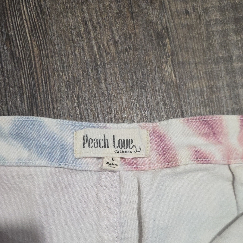 Peach Love California Jeans Womens Large Flare Bell Bottoms Jeans Pants Tie Dye - Picture 2 of 11